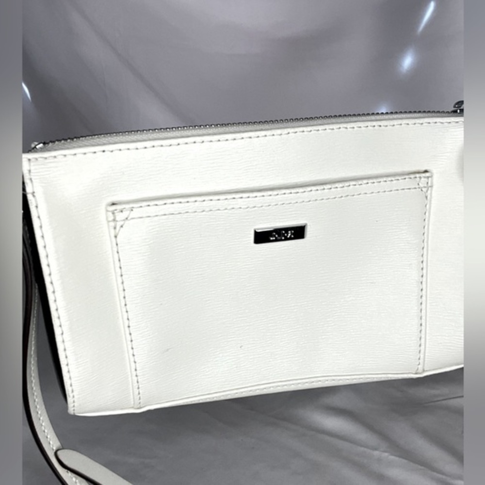 RLL Ralph Lauren Leather Crossbody Bag, NWOT, SZ 8”x5”x1”, White/black sides